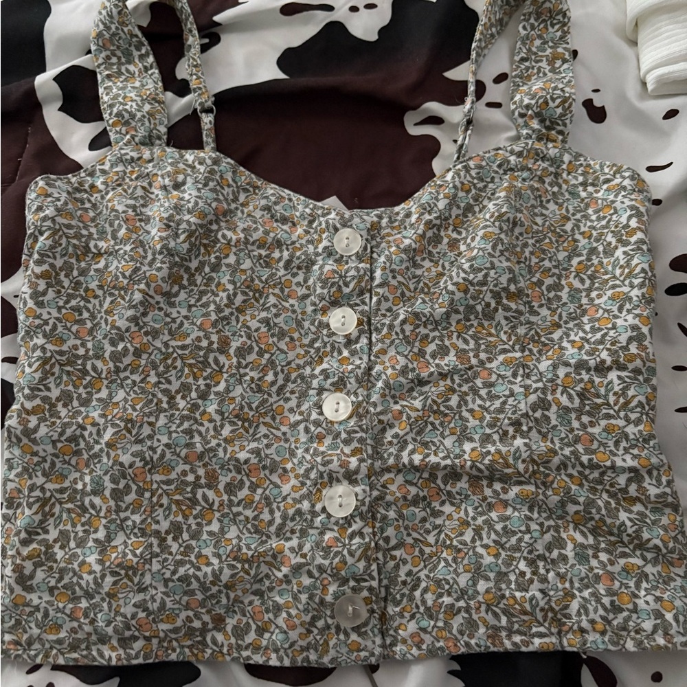 Floral Button-Up Crop Top